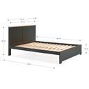 LIT AKIRA 160X200 GRIS ANT/BLANC CIRE A/SOMMIER