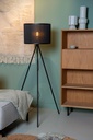 TAGALOG - Lampadaire en Bambou et Metal - Ø 55 cm - 1xE27 - Noir - Dimensions L x l x h : 55 cm x 55 cm x 142 cm