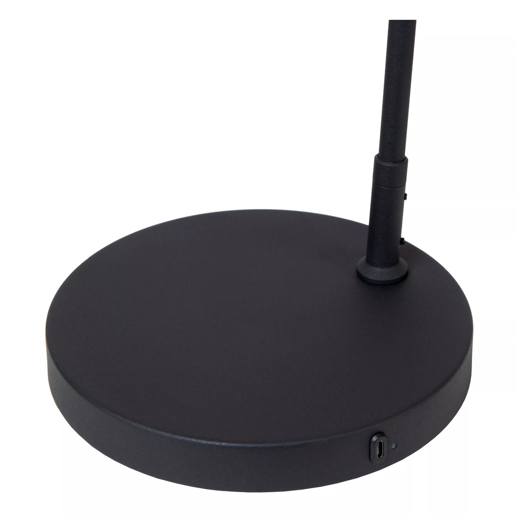 STIRLING - Lampadaire Rechargeable - Batterie/Piles - LED 3 StepDim - 1x3W 2700K - Noir - Dimensions L x l x h : 28 cm x 20 cm x 137,5 cm