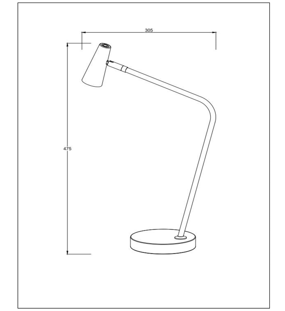 STIRLING - Lampe de bureau Rechargeable - Batterie/Piles - LED 3 StepDim - 1x3W 2700K - Noir -
 Dimensions L x l x h : 30,5 cm x 14 cm x 47,5 cm
