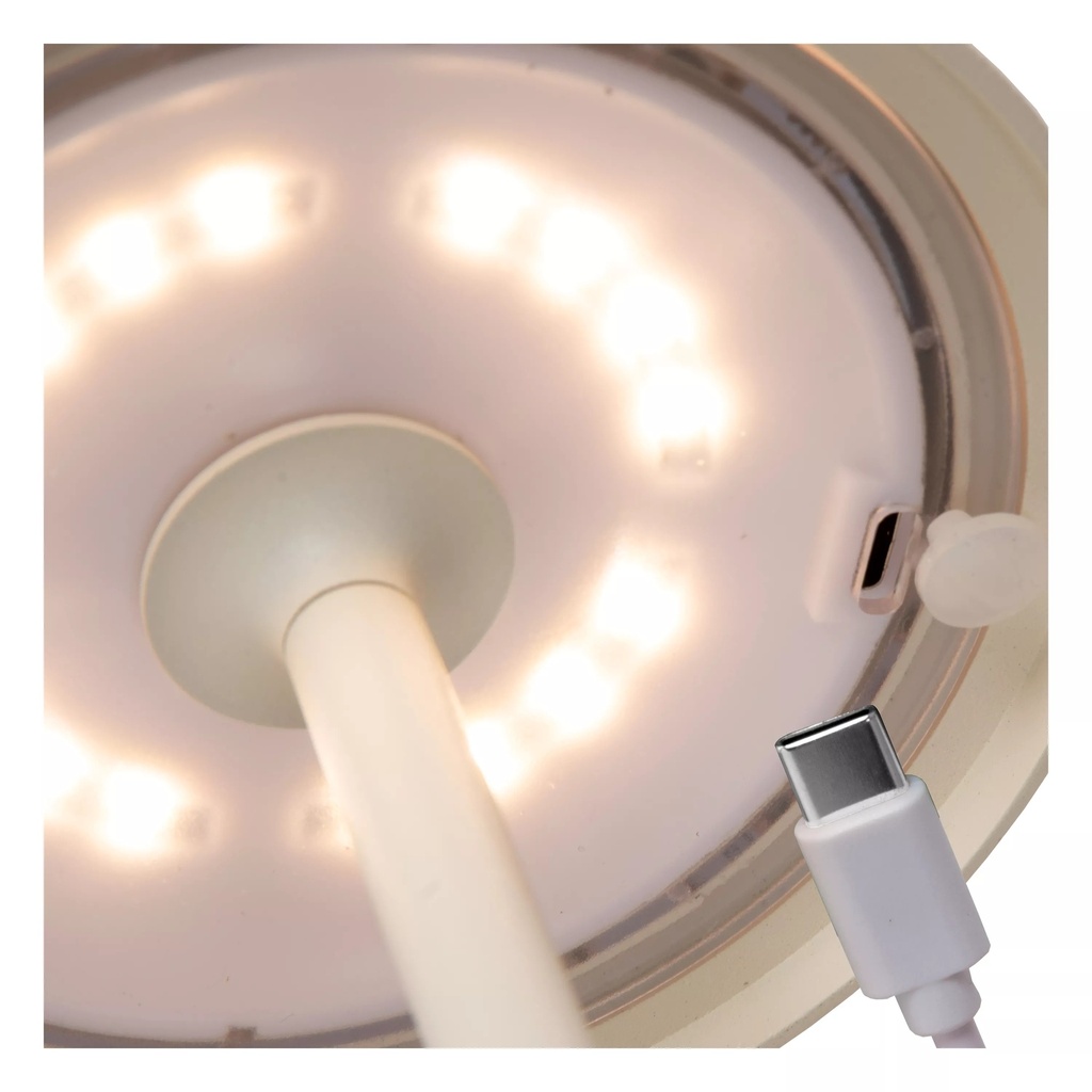 JOY - Lampe de table Rechargeable Intérieur/Extérieur - Batterie/Piles - Ø 12 cm - LED Dim. - 1x1,5W 3000K - IP54 - Blanc