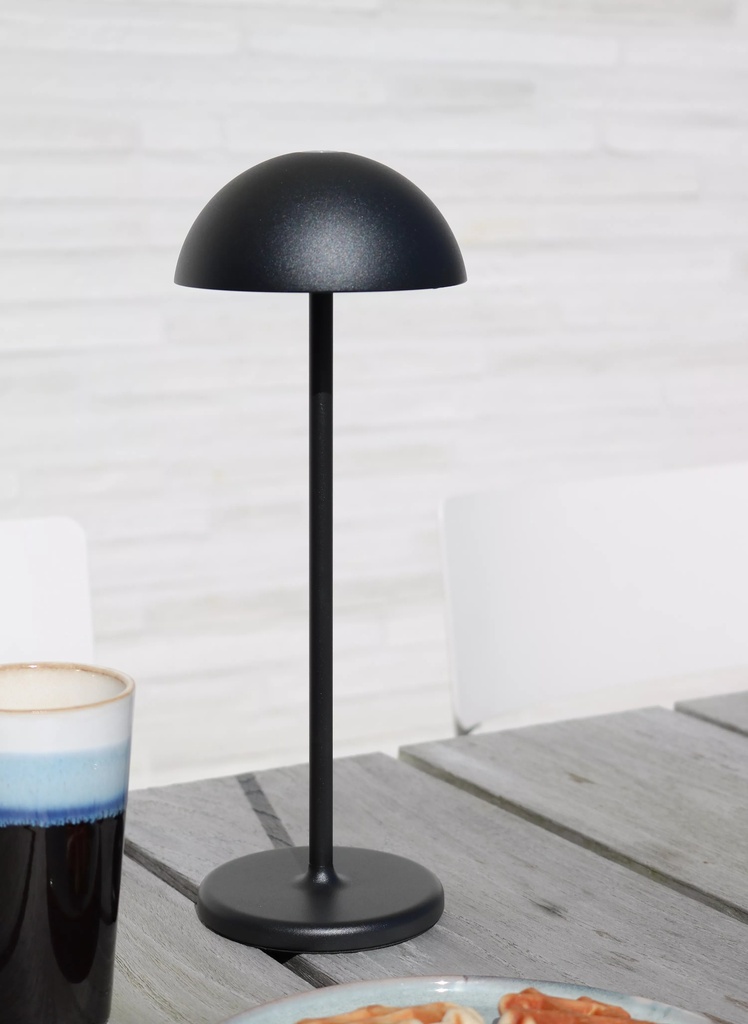 JOY - Lampe de table Rechargeable Intérieur/Extérieur - Batterie/Piles - Ø 12 cm - LED Dim. - 1x1,5W 3000K - IP54 - Noir