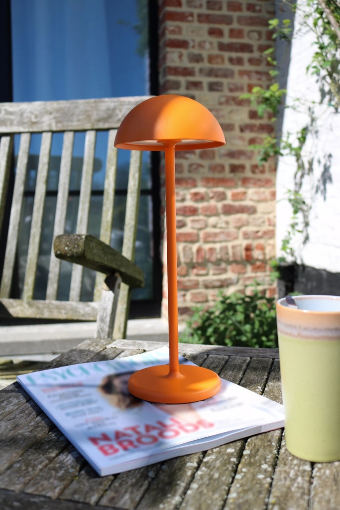 JOY - Lampe de table Rechargeable Intérieur/Extérieur - Batterie/Piles - Ø 12 cm - LED Dim. - 1x1,5W 3000K - IP54 - Orange