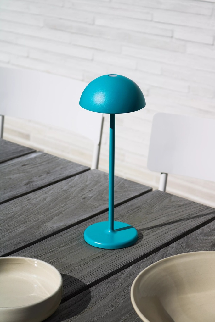JOY - Lampe de table Rechargeable Intérieur/Extérieur - Batterie/Piles - Ø 12 cm - LED Dim. - 1x1,5W 3000K - IP54 - Turquoise