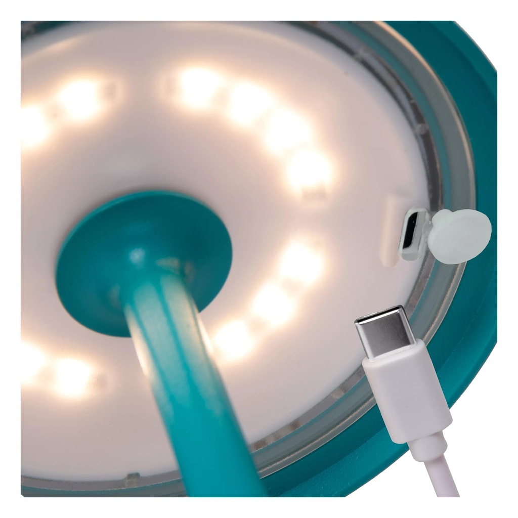 JOY - Lampe de table Rechargeable Intérieur/Extérieur - Batterie/Piles - Ø 12 cm - LED Dim. - 1x1,5W 3000K - IP54 - Turquoise