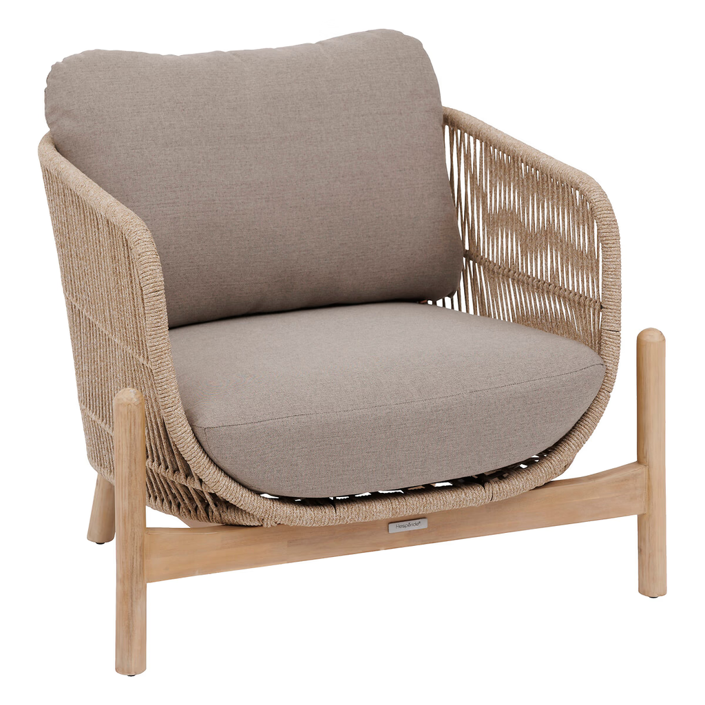Fauteuil de salon de jardin DEONA Taupe & Acacia