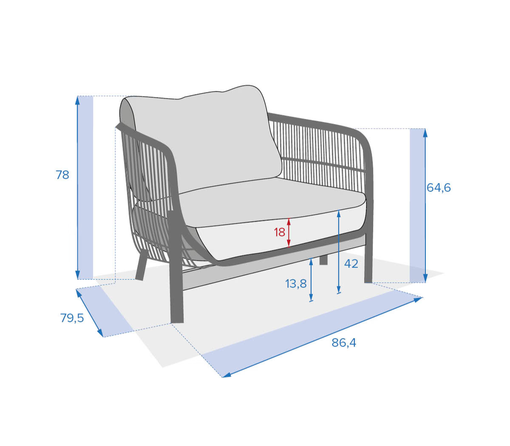 Fauteuil de salon de jardin DEONA Taupe & Acacia