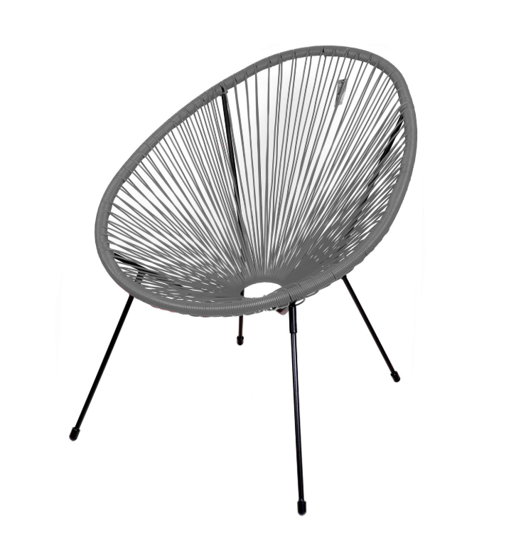 Le "Cabana" fauteuil en resine Gris Foncé structure en metal noir 4 pieds d72cm h88cm