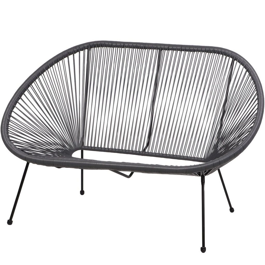 Le "Cabana" Sofa 2places résine Gris Anthracite 4 pieds 137 x 92 x 85cm