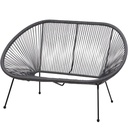 Le "Cabana" Sofa 2places résine Gris Anthracite 4 pieds 137 x 92 x 85cm