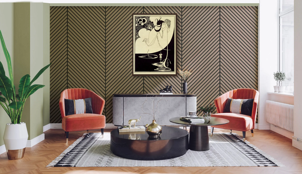Panneau mural décoratif en bois à Chevron Chêne Oak 600MM x 2400MM x 13.2MM