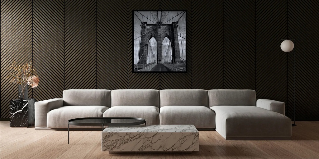 Panneau mural décoratif en bois à Chevron Noyer Am. 600MM x 2400MM x 13.2MM