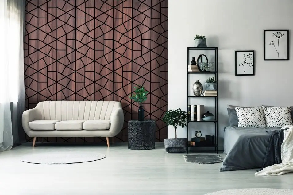 Panneau mural décoratif en bois d'Osaka Noyer Am. 600MM x 2400MM x 13.2MM