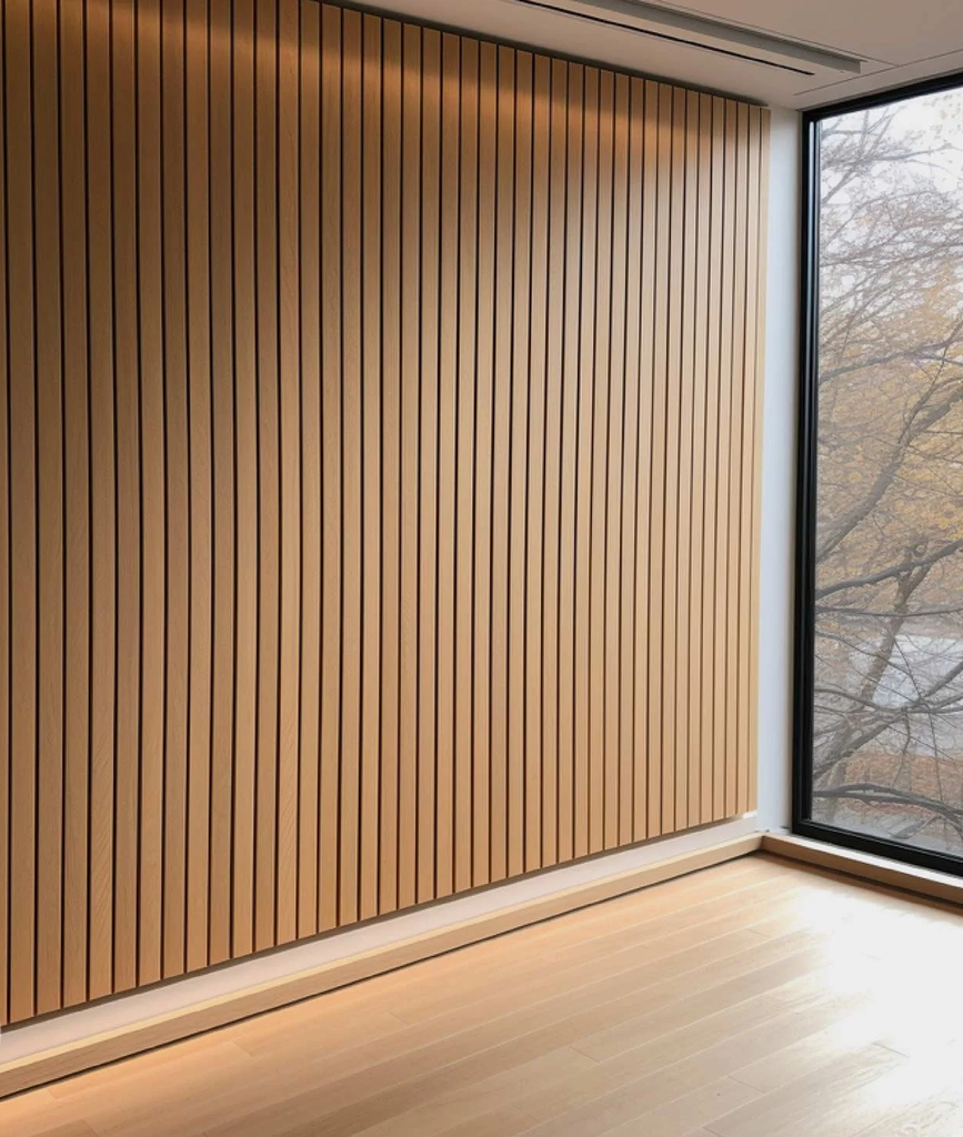 Panneau mural décoratif en bois à larges rayures Chêne OAK  600MM x 2400MM x 13.2MM