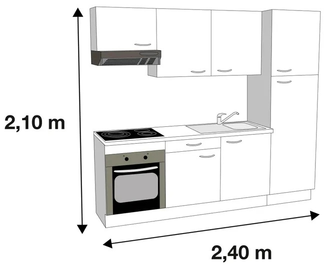 CUISINE AMBIANCE COMPLETE 2M40 GRIS BRILLANT ELECTROMENAGER INCLUS