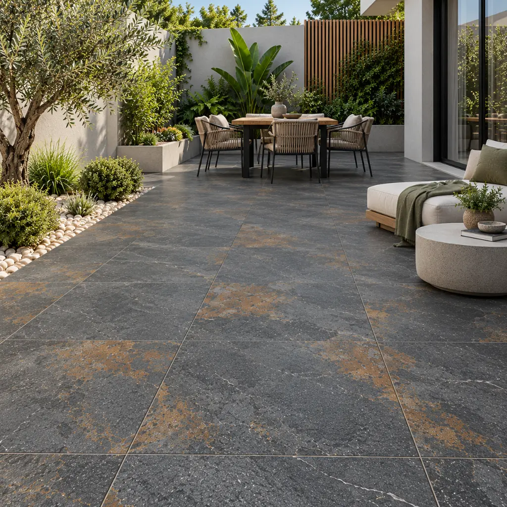 Patio moderne en pierre et verdure.webp