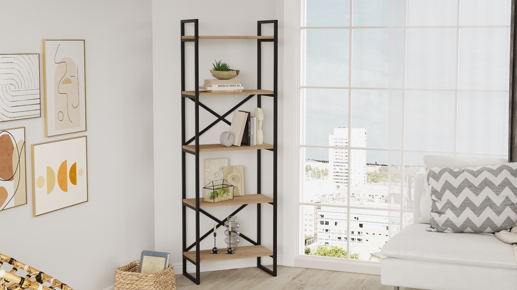 ETAGERE DUSAN 58CM SEPET/NOIR METAL 5 NIVEAUX