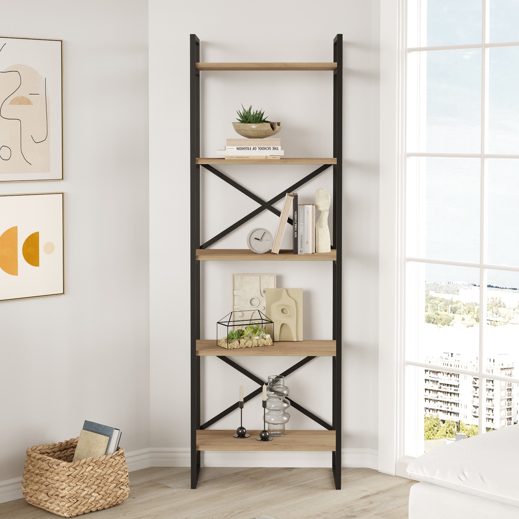 ETAGERE DUSAN 58CM SEPET/NOIR METAL 5 NIVEAUX