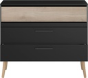 AALBORG COMMODE 3 TIROIRS NOIR/CHENE DU JAPON DIM : 91 x 78 x 40 cm