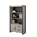BAHUT JULES 2ETAGERES + 2TIROIRS + 1PORTE CH.PORTOFINO GRIS / STEAM BLACK  L. :107 cm-H.:187 cm P: 40 cm