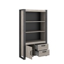 BAHUT JULES 2ETAGERES + 2TIROIRS + 1PORTE CH.PORTOFINO GRIS / STEAM BLACK  L. :107 cm-H.:187 cm P: 40 cm