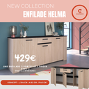ENFILADE HELMA CH BROOKLYN/BLACK Style contemporain - L 182 x P 40 x H 80 cm