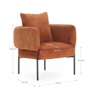 17814 FAUTEUIL ARUNI TISSU BRIQUE 78X75X48/73