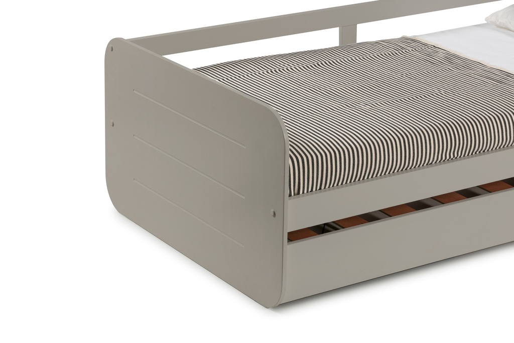 LIT GIGOGNE REDONA 90X190 GRIS A/SOMMIER 195X105X60