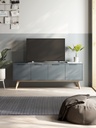 MEUBLE TV PISCO 4P VERT KAKI 444C/CIRE BLANC 140X40X53 PIN VERT KAKI/CIRE BLANC