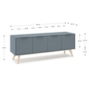 MEUBLE TV PISCO 4P VERT KAKI 444C/CIRE BLANC 140X40X53 PIN VERT KAKI/CIRE BLANC