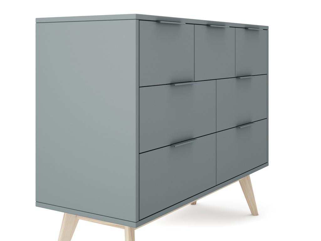 COMMODE PISCO 4+3T VERT KAKI 444C/CIRE BLANC 140X40X83 PIN VERT KAKI/CIRE BLANC