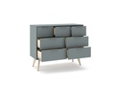 COMMODE PISCO 4+3T VERT KAKI 444C/CIRE BLANC 140X40X83 PIN VERT KAKI/CIRE BLANC