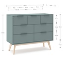 COMMODE PISCO 4+3T VERT KAKI 444C/CIRE BLANC 140X40X83 PIN VERT KAKI/CIRE BLANC