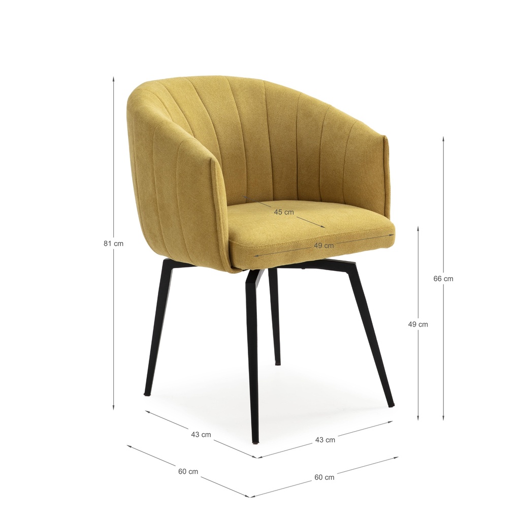 15831 FAUTEUIL PIVOTANT ENKA TISSU MOUTARDE 61X60X49/68/81