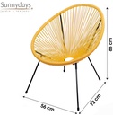 Le "Cabana" Fauteuil résine jaune moutarde 4 pieds d72cm h88cm - Jardin