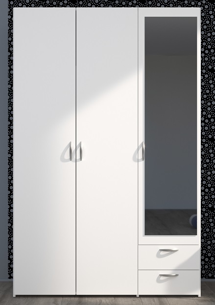 ARMOIRE DAILY 3PORTES + 2TIROIRS BLANC HOME  L120 x H185 x P51