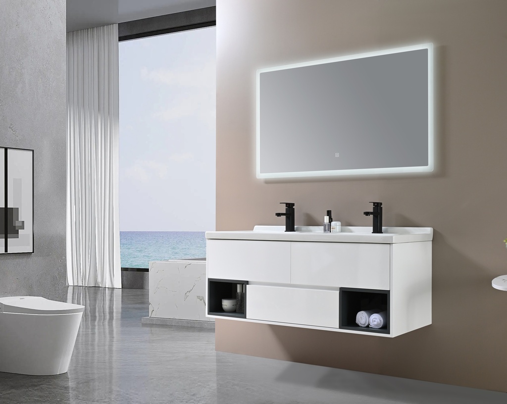 Meuble salle de bain+ Miroir . Longueur 1.20 M - PVC