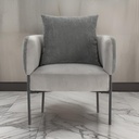Fauteuil Aruni gris clair, pieds en métal noir — 78 × 73 × 75 cm 