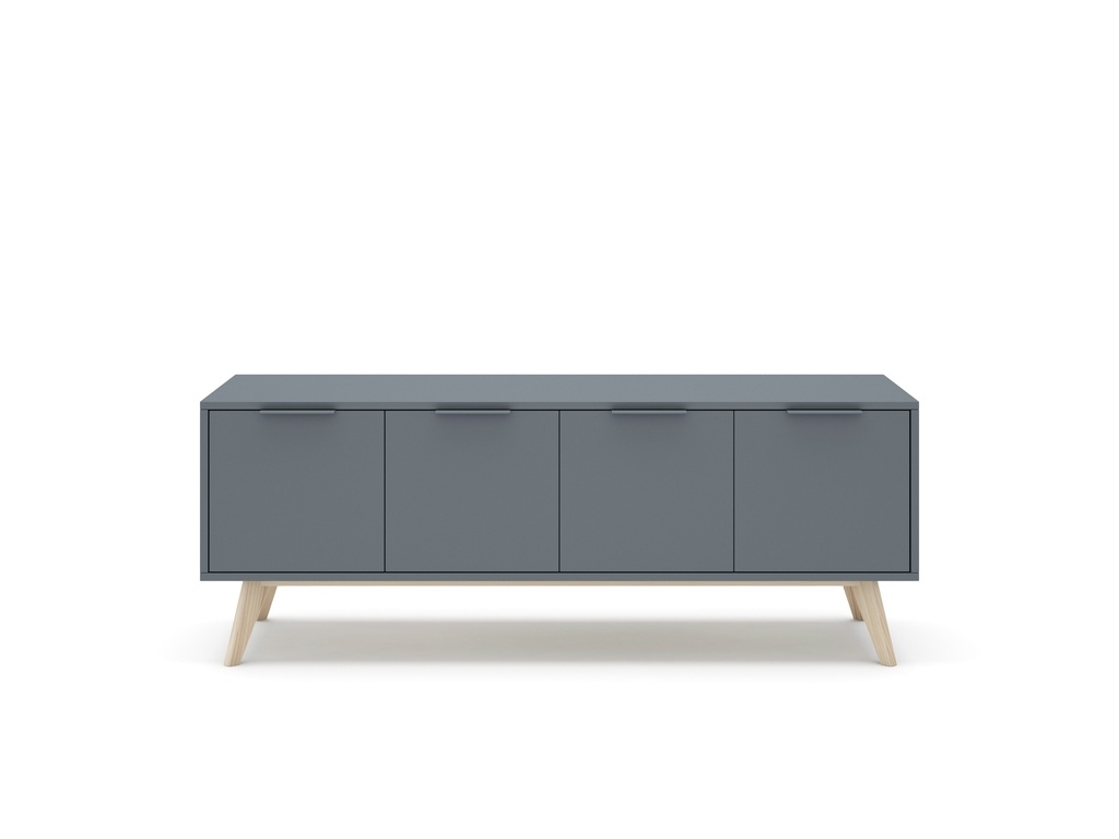 MEUBLE TV PISCO 4P VERT KAKI 444C/CIRE BLANC 140X40X53 PIN VERT KAKI/CIRE BLANC