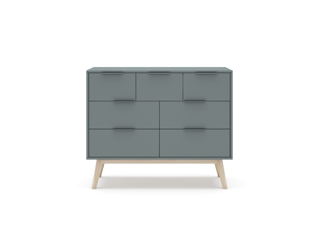 COMMODE PISCO 4+3T VERT KAKI 444C/CIRE BLANC 140X40X83 PIN VERT KAKI/CIRE BLANC