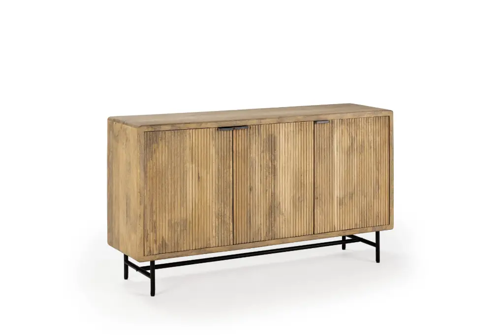 BUFFET MUNDRA 3P 150 CM BOIS DE MANGUIER NATUREL,PIEDS METAL 150X40X50