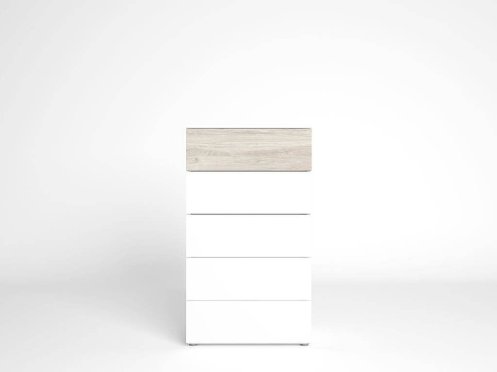 CHIFFONIER SAHARA 5 TIROIRS SAHARA/MELAMINE BLANC MAT 62X40X111cm