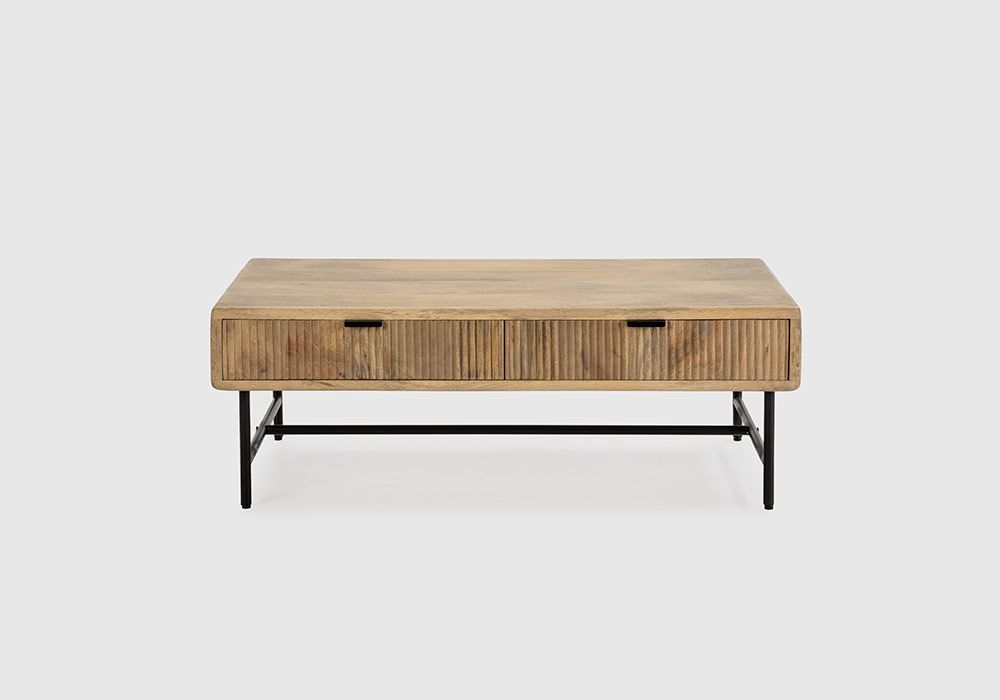 TABLE BASSE MUNDRA 120CM BOIS DE MANGUIER NATUREL,PIEDS METAL 120X60X45