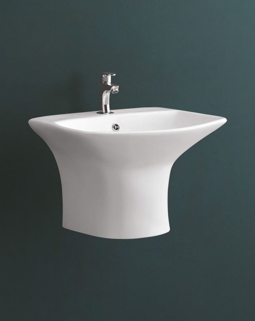 LAVABO GRAND FONTAINE BLANC SUSPENDU L.55,5 X l.47 X H.39,5 cm