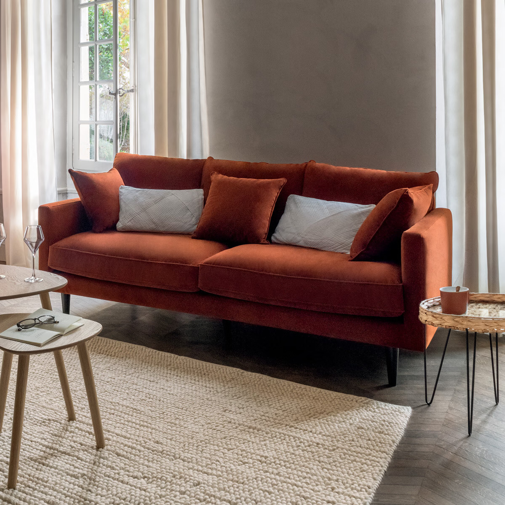 CANDICE CANAPE 3 PLACES VELOUR  AMBRE AGGLOMERE