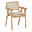Chaise Fauteuil Kolia en Bois d'Hévéa  - dossier Cannage - 81cm Naturel 