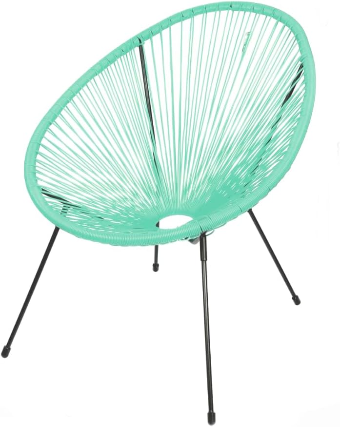 Le "Cabana" fauteuil en resine Menthe structure en metal noir 4 pieds d72cm h88cm - Jardin