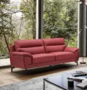 Canapé 3 places VINTAGE cuir véritable – L215×P94×H92 cm – D2248 Rouge BDX