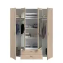 Armoire DAILY 4 portes 2 tiroirs (Jackson Oak avec miroir)