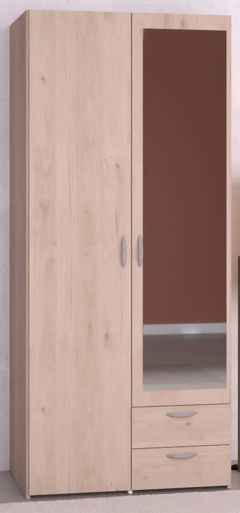 Armoire DAILY 2 portes 2 tiroirs (Jackson Oak/M) 185x80x51cm